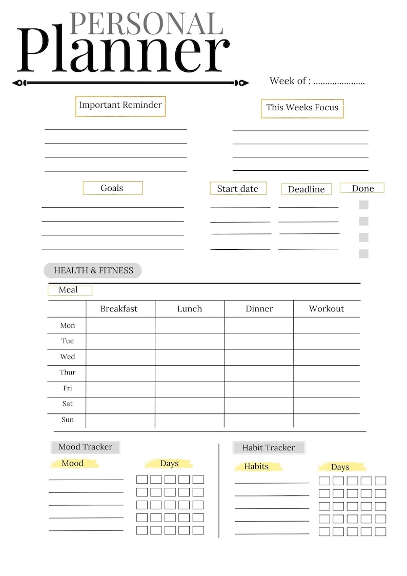 Personal Planner, Printable, Digital Download,a4, JPEG ,letter - Etsy
