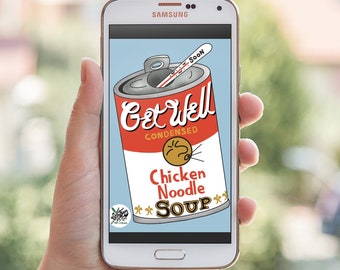 Get Well Soon Card Featuring Chicken Noodle Soup E Card and Printable