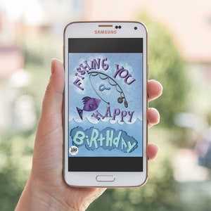 Angeln Sie alles Gute zum Geburtstag Spaß schrulligen See-Szene E Karte und Printable