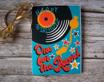 Retro Vintage Record Player Birthday Card for the Music Buff