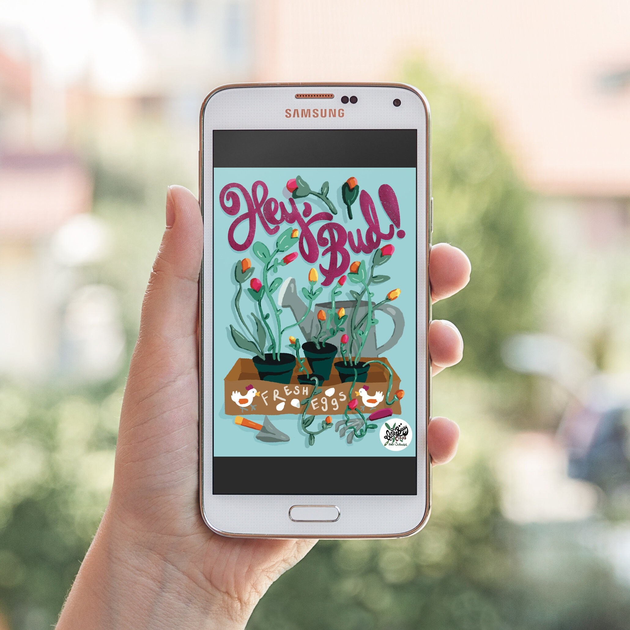 Gardener Thinking of You Card: Hey Bud! Plant Lover E-Card (Digital Download)