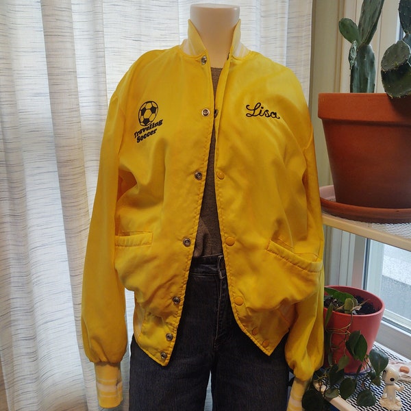 Trophy Jackets Vintage Travelling Soccer Yellow Jacket - Label Size Small