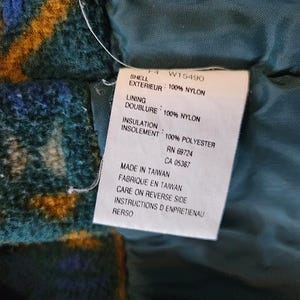 Vtg 90s Large Green Columbia Winter Jacket - Hooded with Southwestern Fleece lining Bild 6