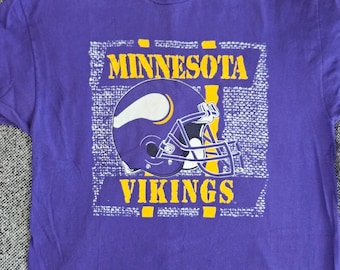 Vintage 90s 100% Cotton XXL Purple NFL Minnesota Vikings T-Shirt