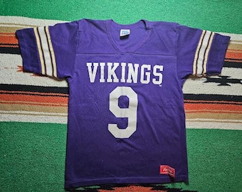 Vintage 1980s Rawlings Minnesota Vikings #9 Football Jersey Style T Shirt Adult Medium 38-40
