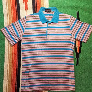 Vintage Blue Striped Polo Shirt - Etsy