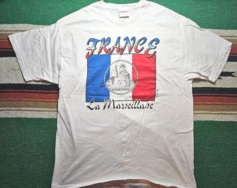 Vintage '90s France La Marseillaise T Shirt with French Revolution Marianne Graphic
