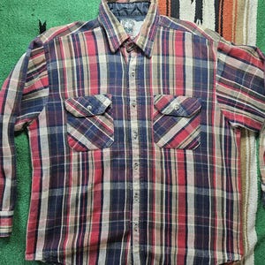 Vintage Keystone Casuals by Key Plaid Workwear Shirt – Red Tan Navy Button Up