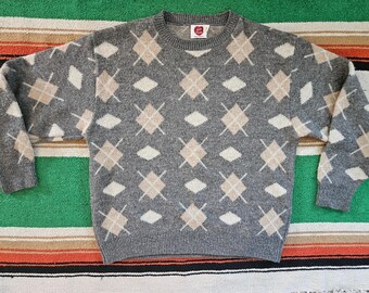 Vintage I'm a Plum Argyle Sweater - Made in Minnesota