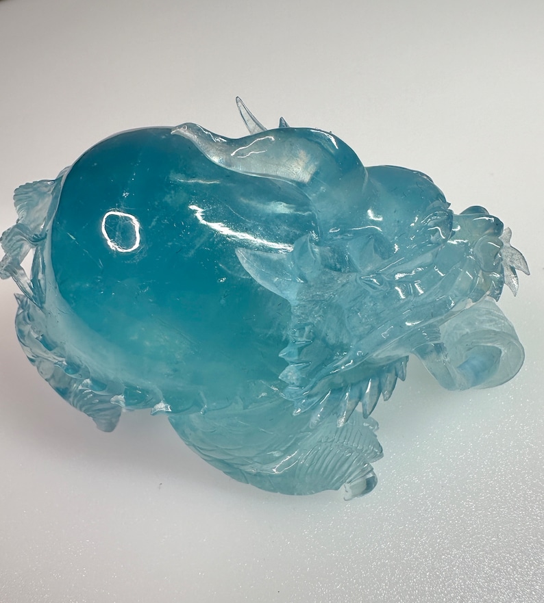 Aquamarine Dragon Turtle from Namibia – Unique Artisan Craft - Exquisite Hand-Carved image 4