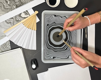 Team Building Suminagashi Kit- Creative Corporate Gift, Group Art Activity- Mindful DIY marbling set for Office, Clients, Events, Retreats