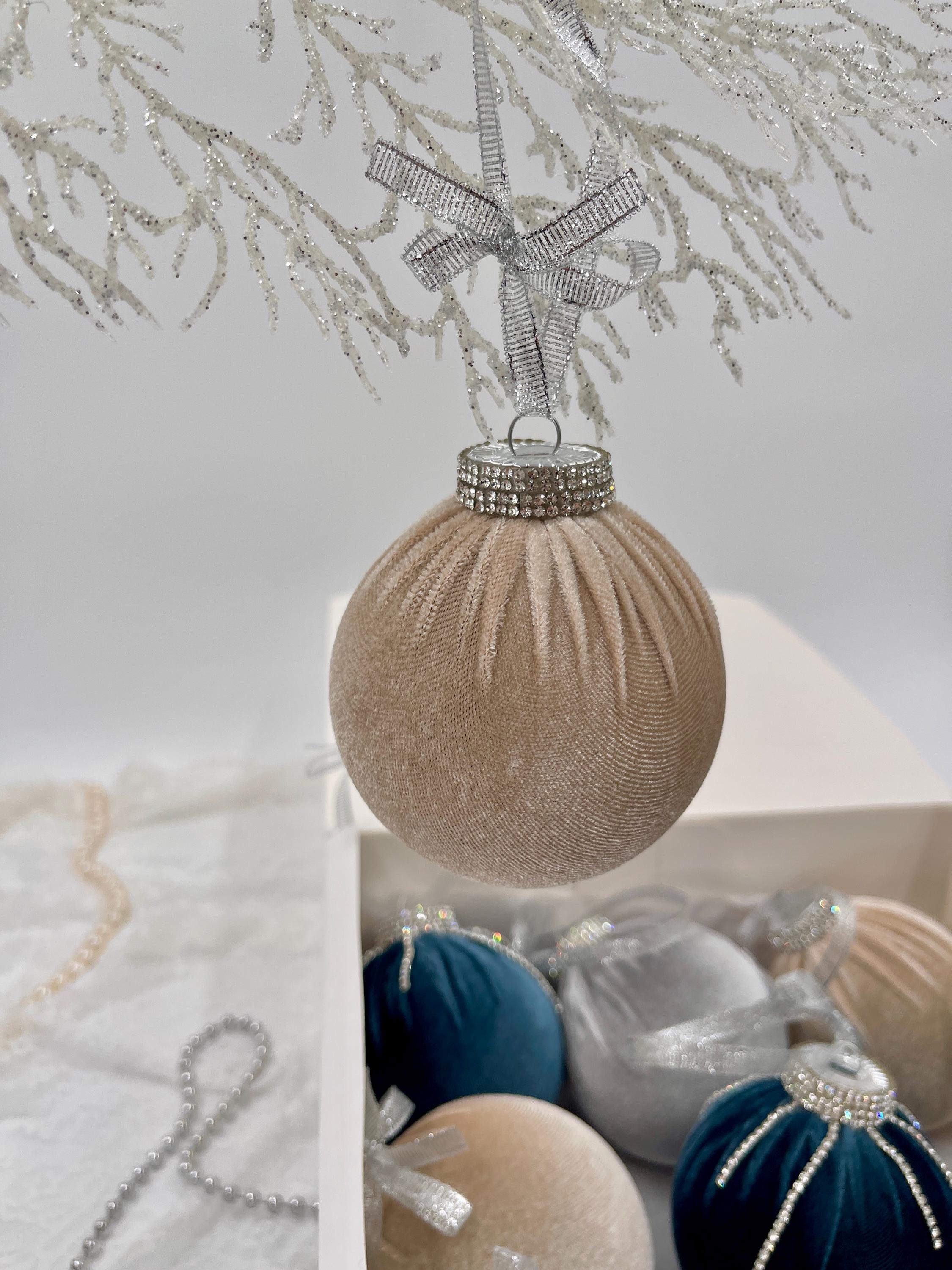 Lot De 9 Boules De Noël En Velours à Suspendre - 10 Cm De