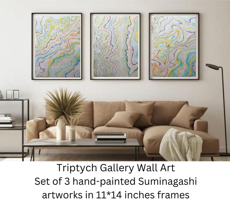 Triptych Wall Art Gallery Wall Set 3 Piece Original Marble Prints ...
