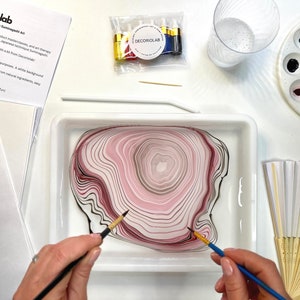 DIY Marmorierkunst-Kit für Erwachsene und Kinder, Suminagashi-Malerei-Bastelset, lustige Geschenkbox für Kunstparty, Verabredung Nacht, Kunsttherapie, Teambildung