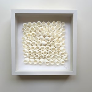 White Nature 3D Wall Art Textured neutral home decor Aesthetic Ivory dimensional art Modern Bookshelf decor Silk cocoons collage Unique gift
