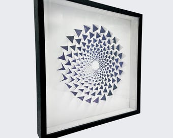 3D Wall Art paper cut sculpture wall decor hanging framed Art geometric optical illusion wall art handmade gift paper anniversary gift