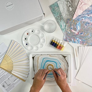 Suminagashi Marmorierung Kit, DIY Malerei Bastelset für Kinder und Erwachsene: Kunstparty, Verabredung Abend, Teambildung Firmenveranstaltung, Kunst-Geschenkbox