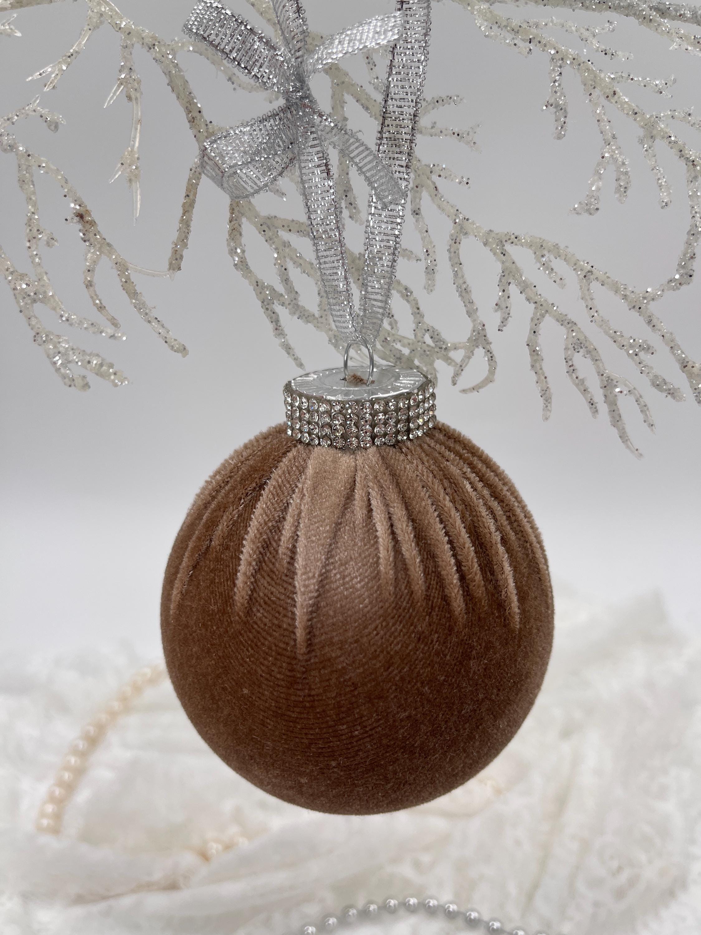 Grandes Boules De Noël Artisanales En Velours Multicolore – Lot Fait Main, 15 Cm
