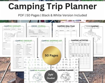 Camping Planner, Travel Planner, Trip Planner, Camping Checklist, Packing List, Family Road Trip, Vacation Planner, Camping Trip Planner