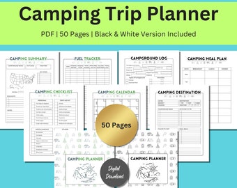 Camping Planner, Travel Planner, Trip Planner, Camping Checklist, Packing List, Family Road Trip, Vacation Planner, Camping Trip Planner