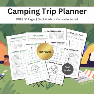 Camping Planner, Travel Planner, Trip Planner, Camping Checklist, Packing List, Family Road Trip, Vacation Planner, Camping Trip Planner