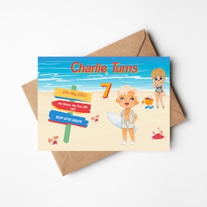 Children&#39;s Ken Beach Birthday Invitation