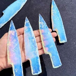 5pcs Bulk Hand Knapped Opalite Crystal Daggers 6 inches, Opalite Athame, Opalite quartz Knife, HUNTING KNIVES CUSTOM Handmade, Gift For Her