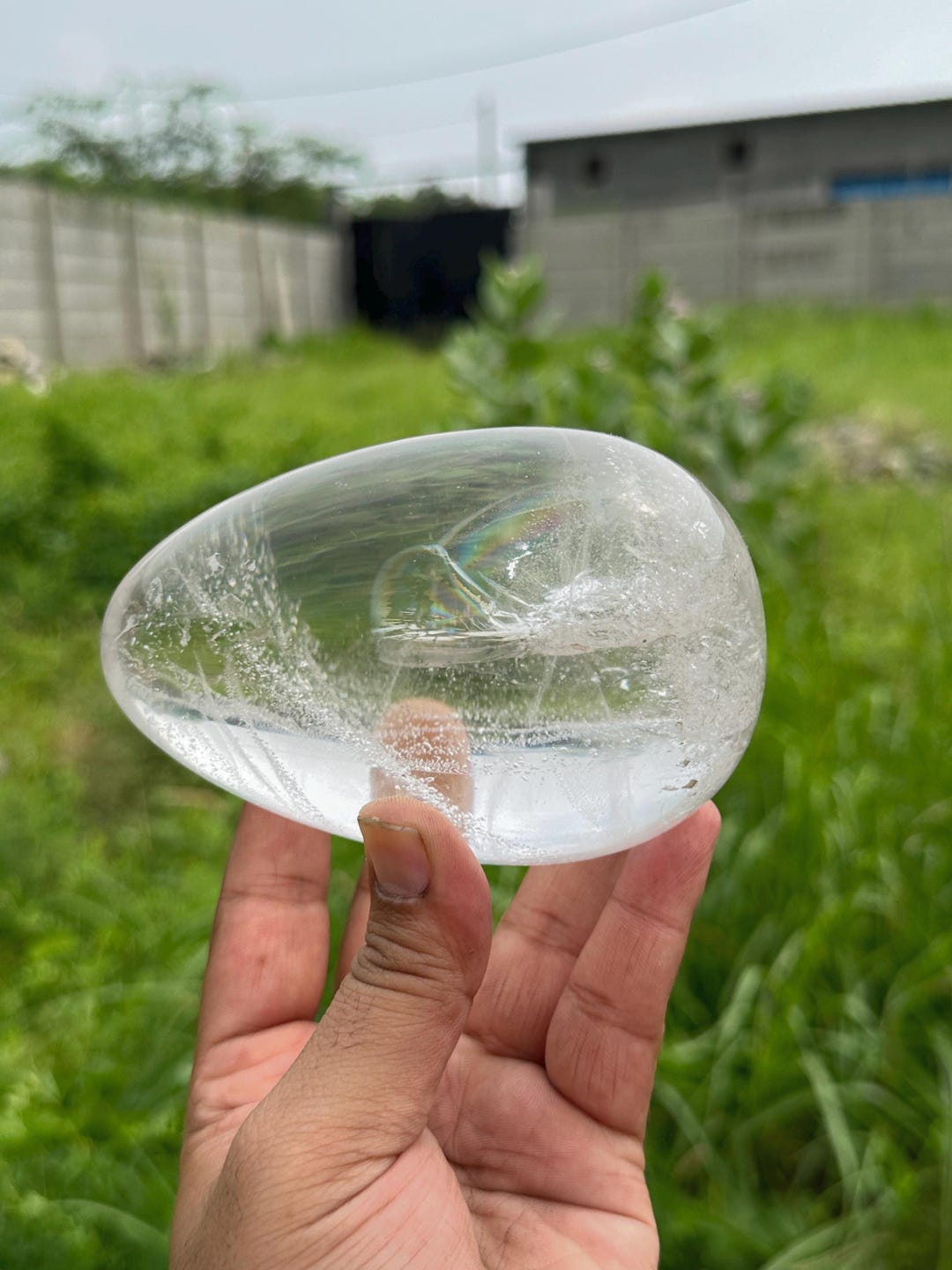 Clear Quartz Egg-shaped Crystal/ Crystal Egg With Rainbow / Natural ...
