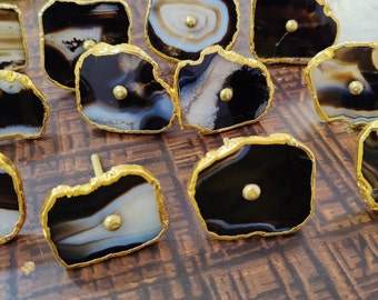 Black Agate Cabinet Drawer Pull/Knobs, Interior Decorative Handle (Sold in Sets)