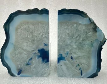 Blue agate bookend / home decor / office decore/