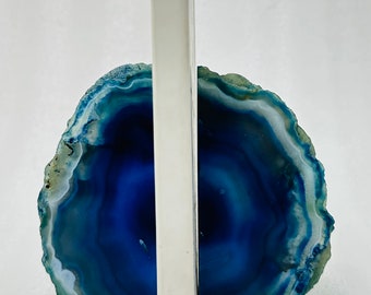 5.30 lbs Blue agate bookend / home decor / office decore/