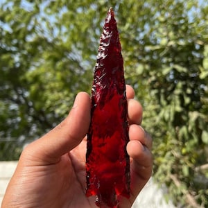Handmade 6” Red Obsidian Knife – Crystal Spearhead Blade | Gemstone Knife for Decor, Healing & Gifting