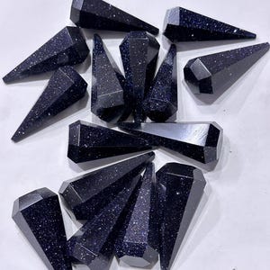Bulk 100 pieces Midnight Blue Goldstone Faceted Points / Blue goldstone pendulum/ reki healing crystal