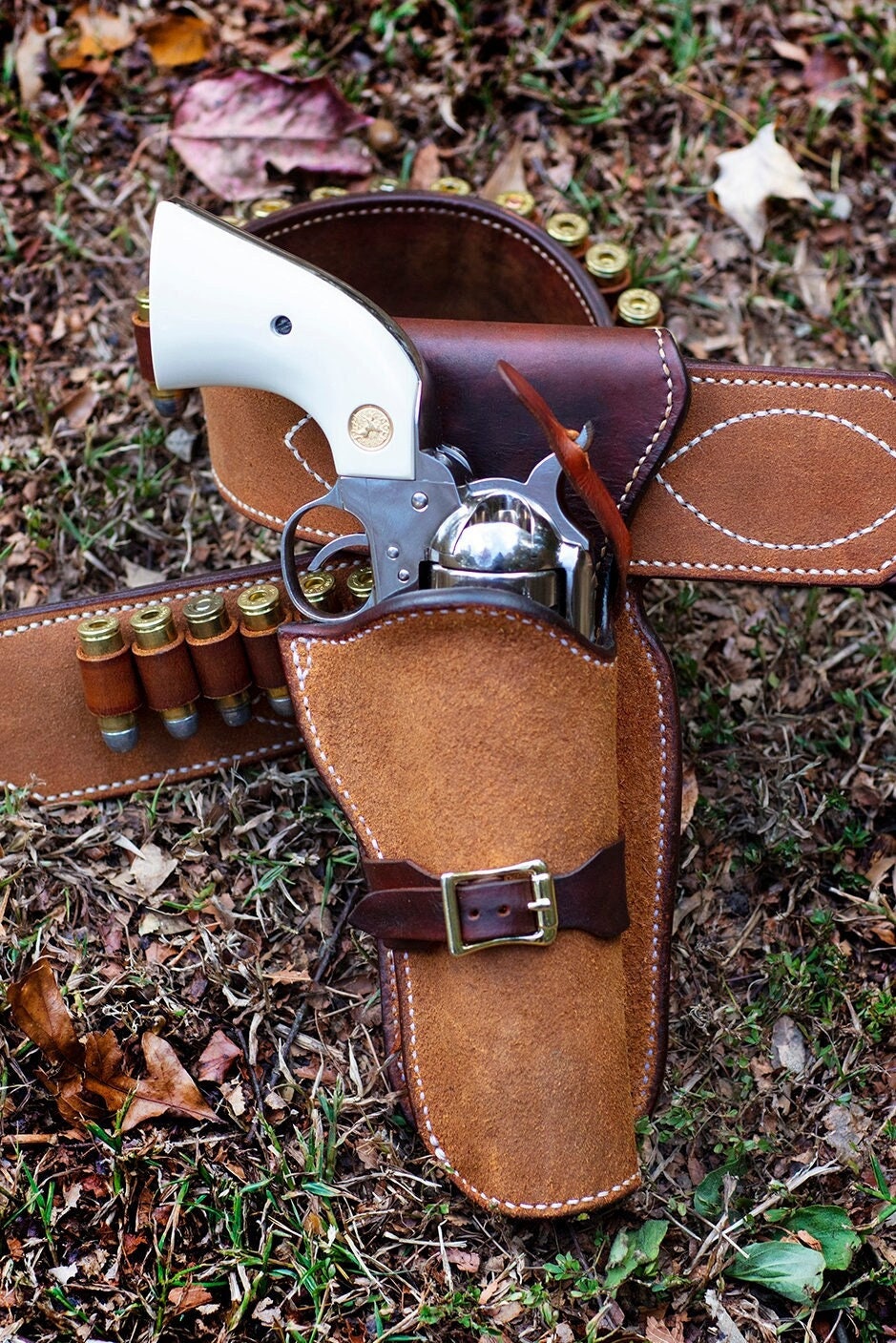 Clint Eastwood walk and draw belt and holster with metal liner in the holster