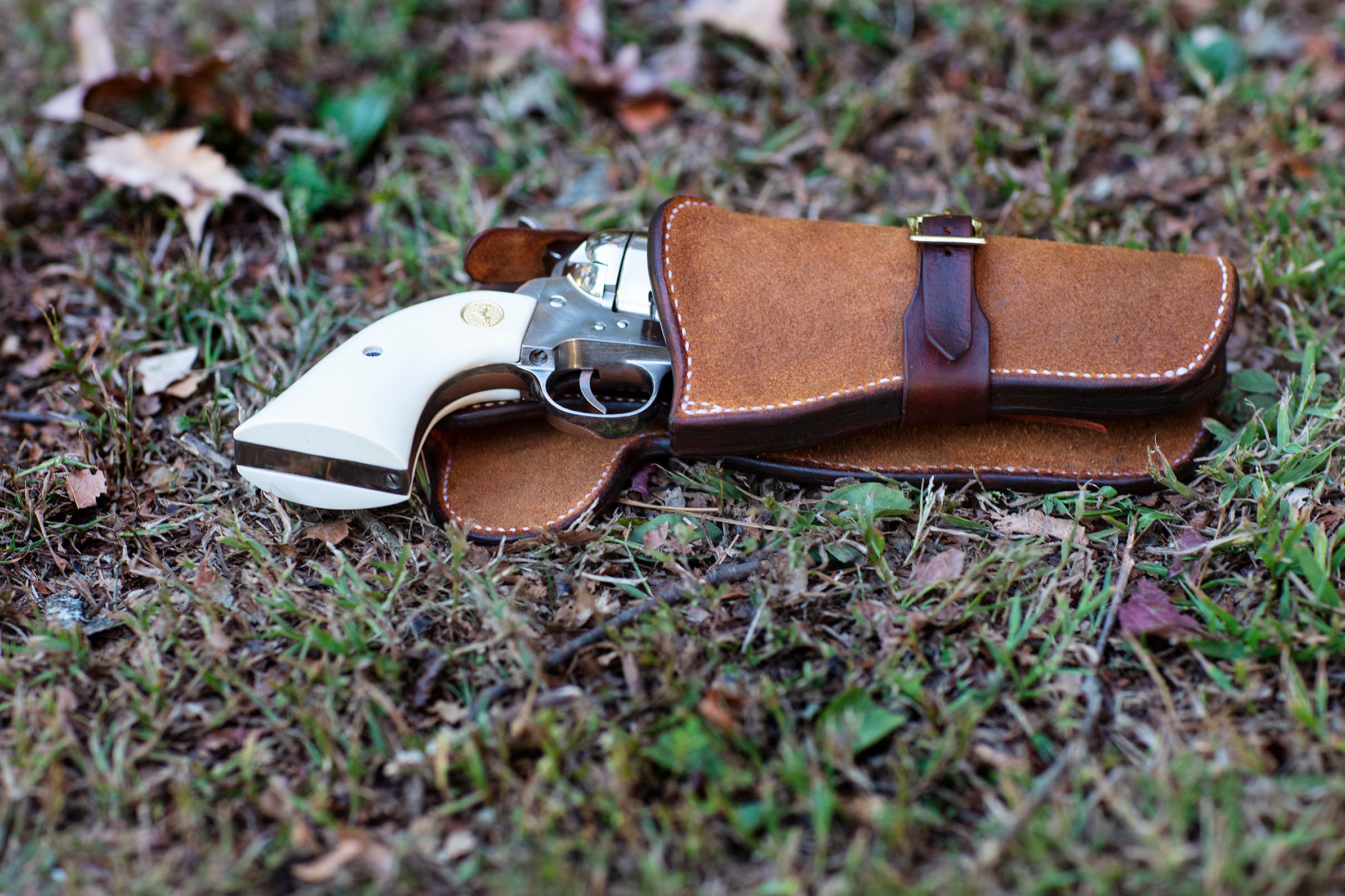 Clint Eastwood walk and draw belt and holster with metal liner in the holster