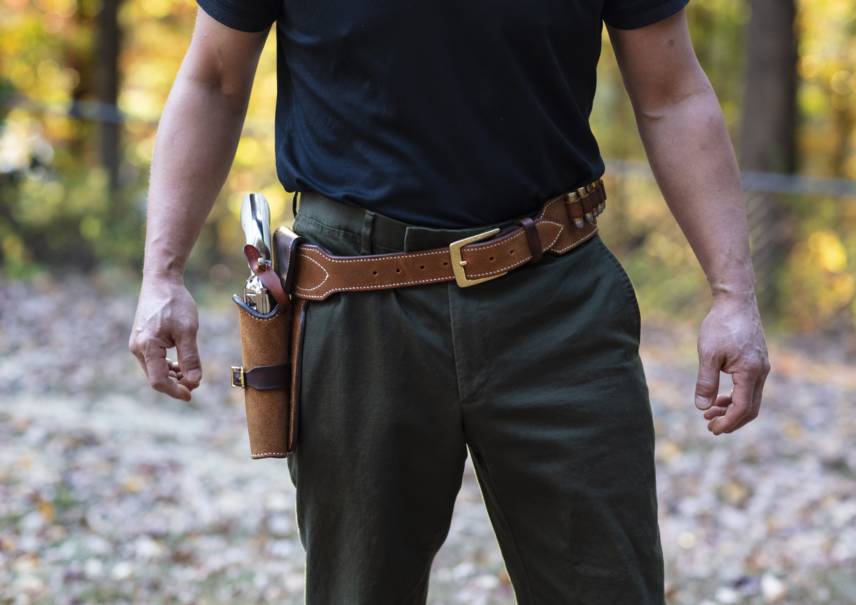 Clint Eastwood walk and draw belt and holster with metal liner in the holster