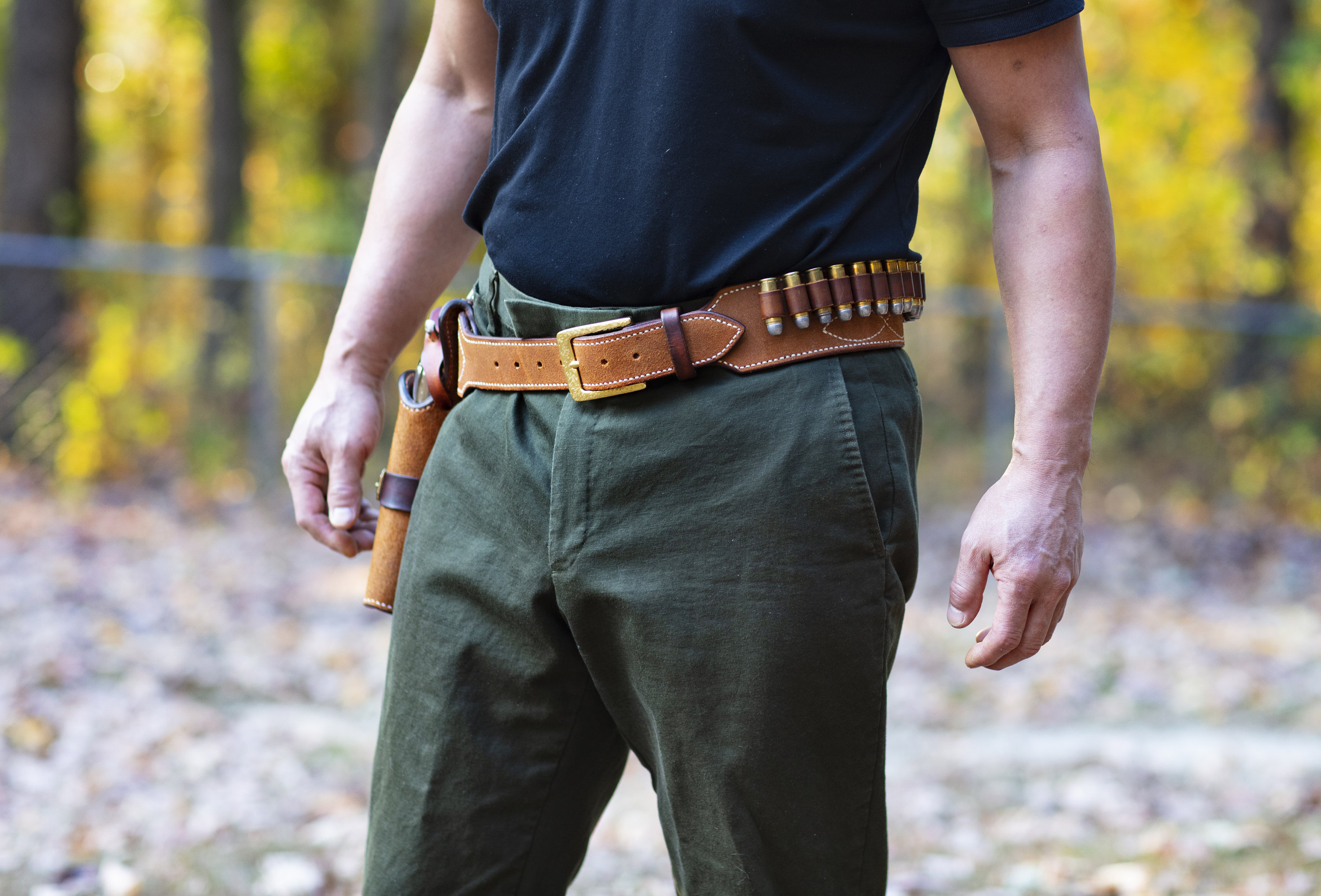 Clint Eastwood walk and draw belt and holster with metal liner in the holster