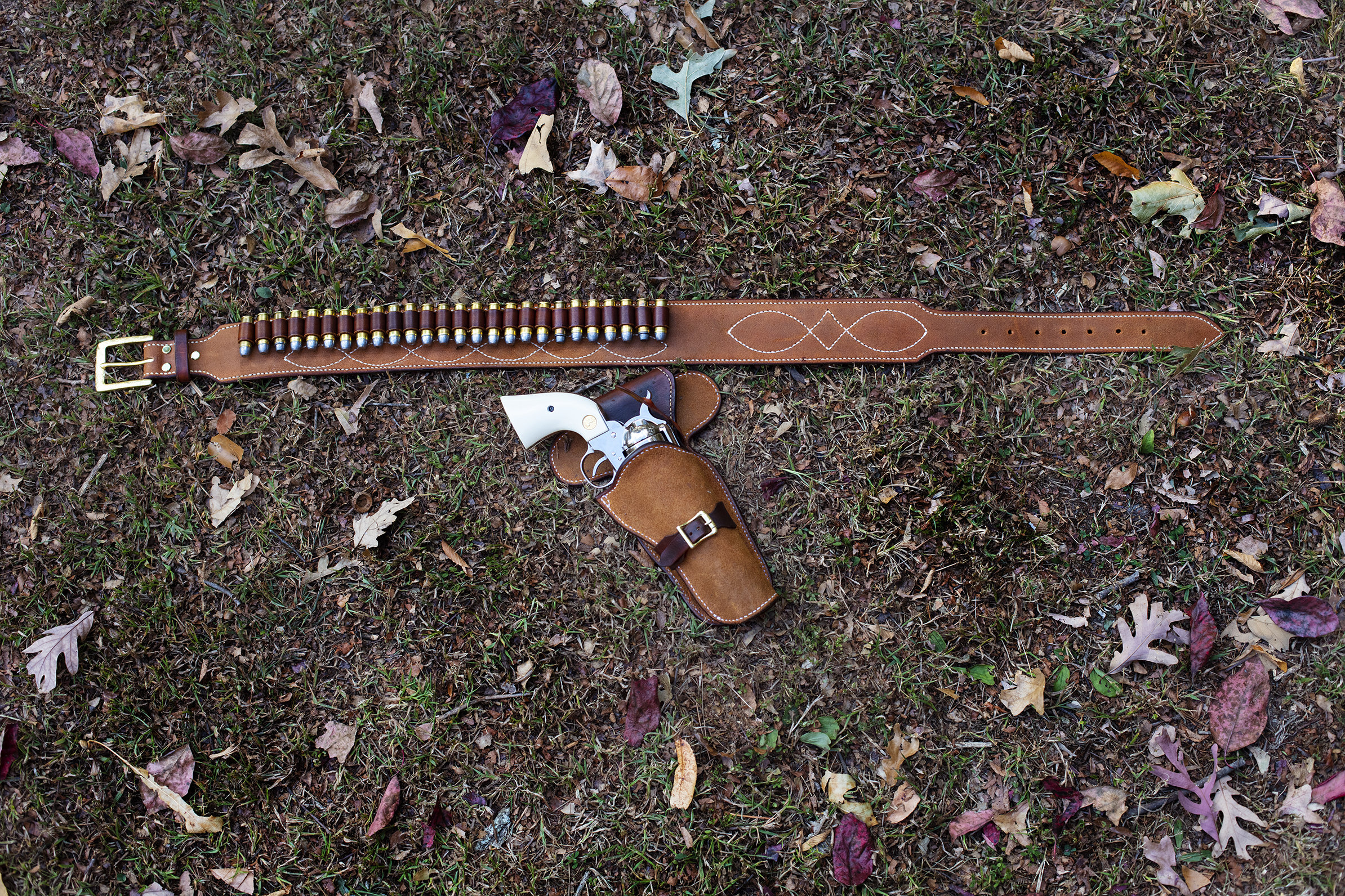 Clint Eastwood walk and draw belt and holster with metal liner in the holster