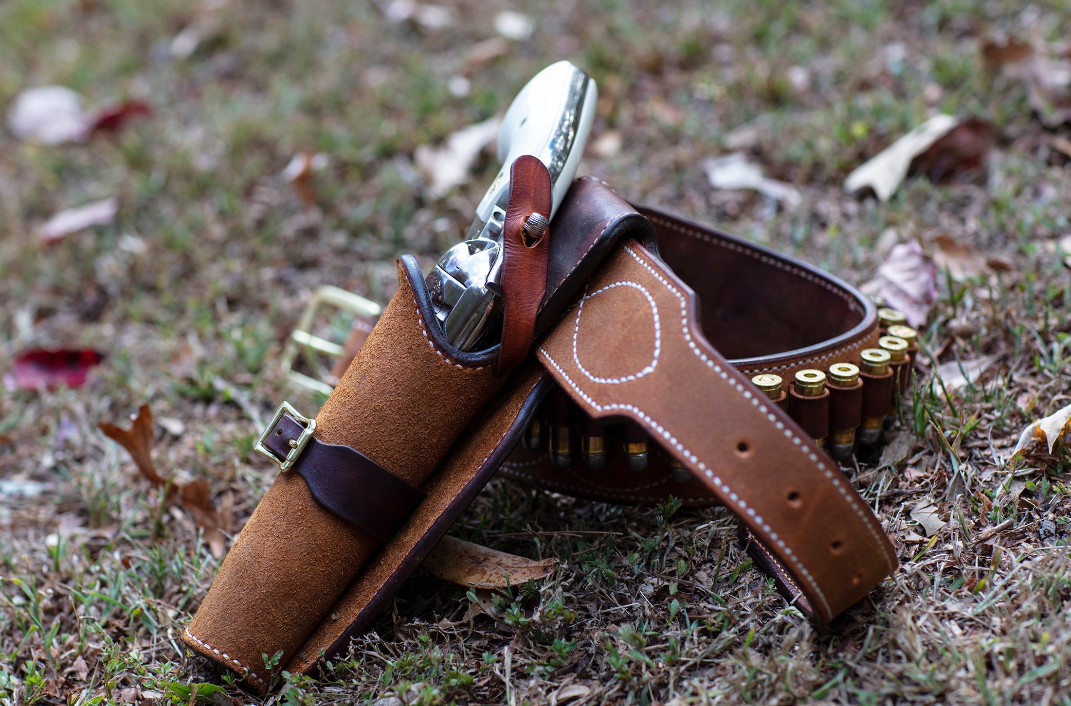 Clint Eastwood walk and draw belt and holster with metal liner in the holster