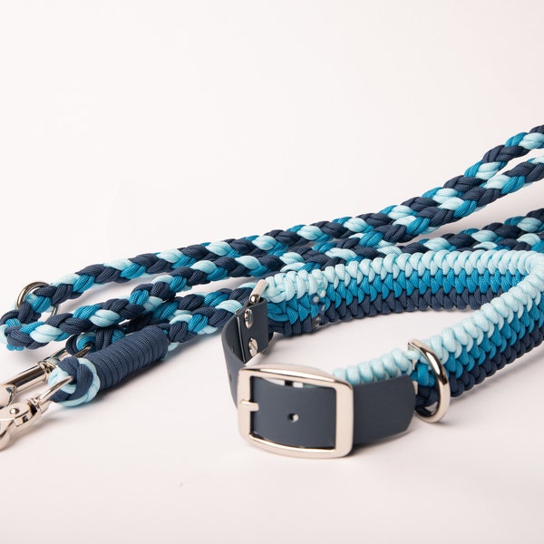 Handmade custom braided Paracord dog collar and leash set -extra small, small, medium, large, extra large and XXL-personalized - heavy duty