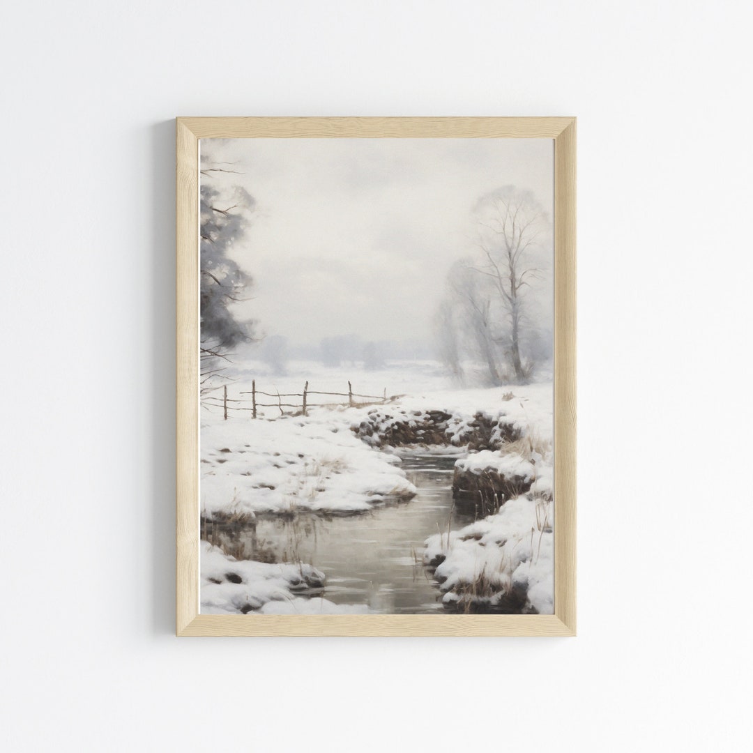 Vintage Winter Scene,winter Landscape Wall Art,winter Printable,holiday
