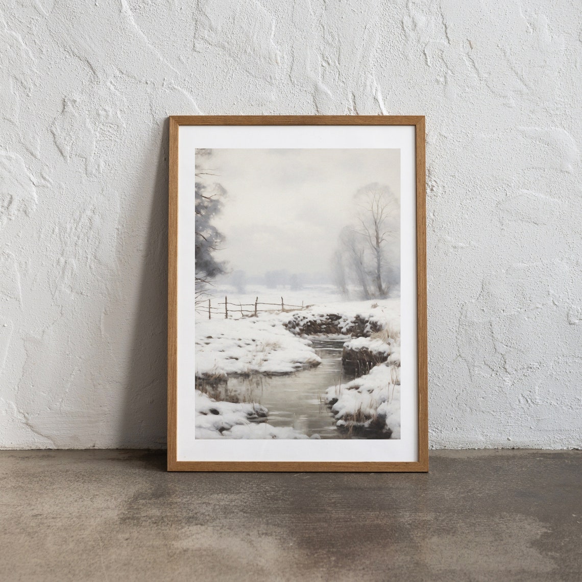 Vintage Winter Scene,winter Landscape Wall Art,winter Printable,holiday Landscape Art,neutral