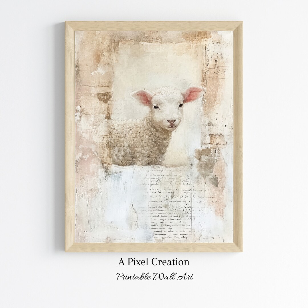 Vintage Spring Lamb Printable,vintage Lamb Print,vintage Wall Art Print ...