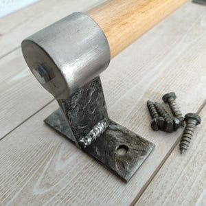 Rustic Metal and Wood Door Handle, Large Handmade Barn Door Pull, Farmhouse Hardware