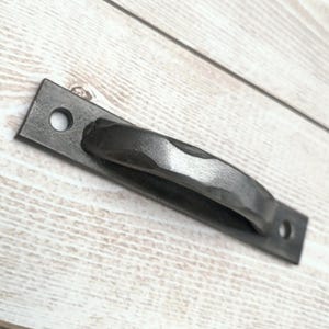 Hand-Forged Farmhouse Drawer Pull: Black/White Metal Handle (3 3/4")