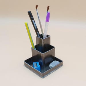 Metal Desk Organizer – Hand-Forged Pen Holder for Office, Studio or Workshop – Industrial Loft Decor