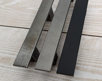 Handcrafted Steel Drawer Pull: Textured Industrial Furniture Hardware