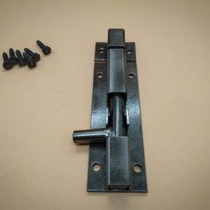Metal Door Latch – Locking Bolt for Double Doors – Secures Fixed Leaf – Rustic Iron Hardware for Interior, Barn or Garden Gates