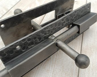 Hand-Forged Steel Double-Sided Latch for Door/Gate – Hammered Rustic Industrial Hardware