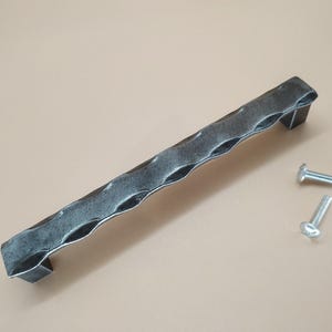 Hand-Forged Steel Drawer Pull: Industrial Cabinet Handle